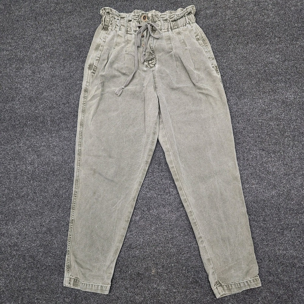 Free People Margate Pleated Drawstring Sugar Kelp Paper‎ Bag Pants XS